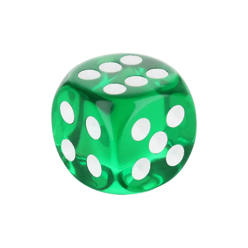 16Mm Round Corner Dice - Green With White Dots 1