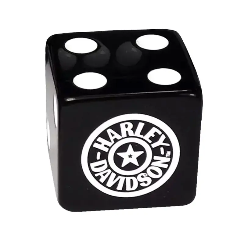 25Mm Square Corner Harley-Davidson Dice - Black With White Dots 1