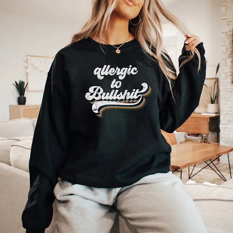 Allergic To Bullshit Retro Crewneck Sweatshirt 1