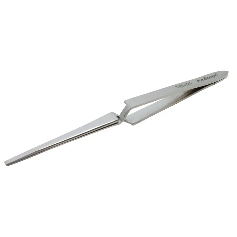 Amscope 6 1/4 In. Straight Wide Point Cross Locking Tweezers 1