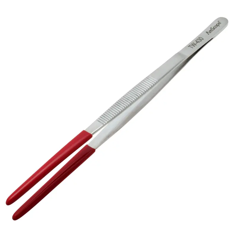 Amscope 8 In. Plastic Coated Tip College Forceps 1