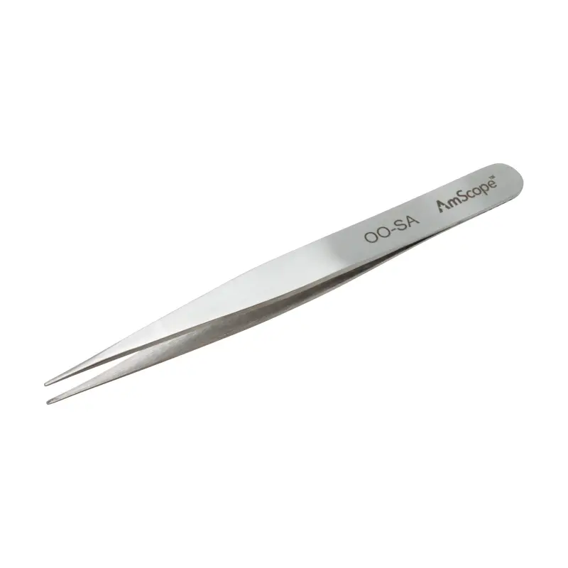 Amscope High Precision 4 1/2 In. Straight Flat Edge Tweezers 1