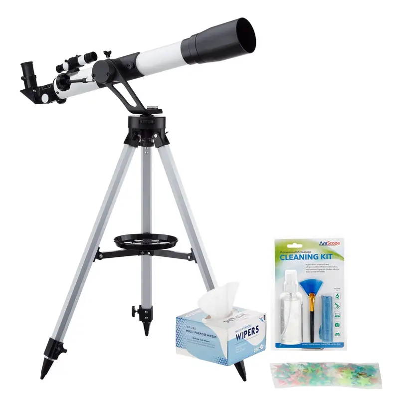 Amscope Kid's Telescope Beginner Astronomer Series Featuring 350X 700X60mm Amscope Kid's Telescope, Space-Themed Activity Kit, And More 1