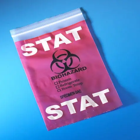 Bag, Stat Red Specimen Transport, 6" X 9", Ziplock With Document Pouch, 100/Pack, 10 Packs/Case 1