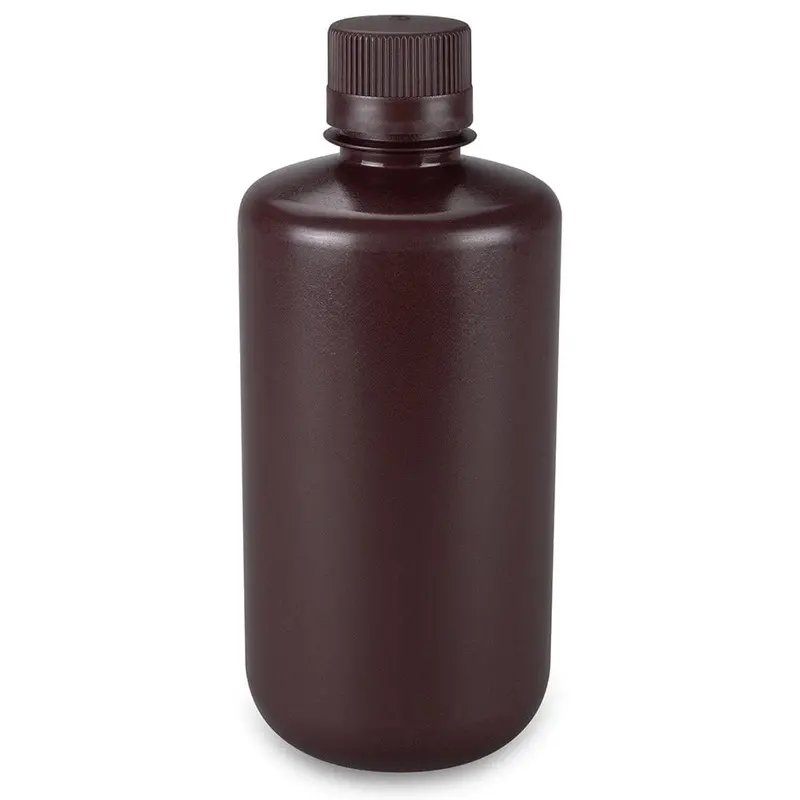 Bottle, Narrow Mouth, Boston Round, Amber Hdpe With Amber Pp Closure, 1000Ml, Bulk Packed With Bottles And Caps Bagged Separately, 50/Case 1