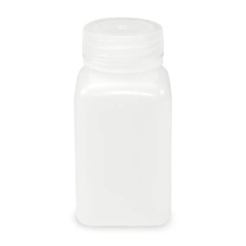 Bottle, Wide Mouth, Square, Hdpe, Attached Pp Screw Cap, 175Ml, 12/Pack 1