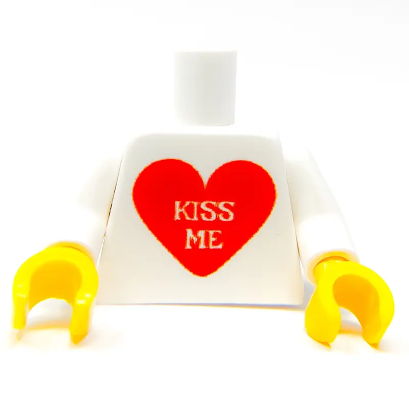 Custom Printed "Kiss Me" Heart Minifig Torso Made With Lego Parts - B3 Customs 1