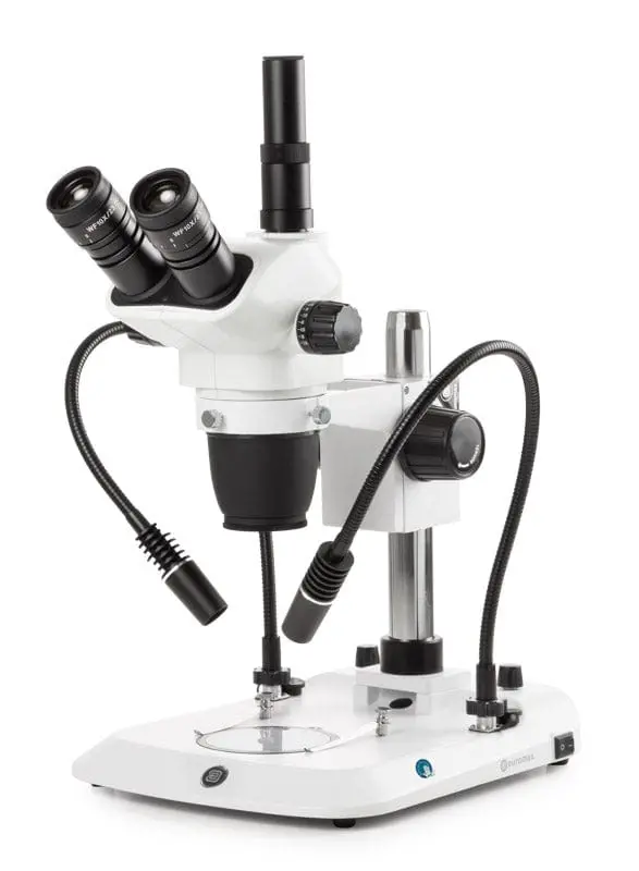 Euromex Trinocular High-Precision Stereo Zoom Microscope Nexiuszoom Evo 6.5X-55X Magnification - Pillar Stand, 3W Led Gooseneck, Incident, & Transmitted Illumination 1