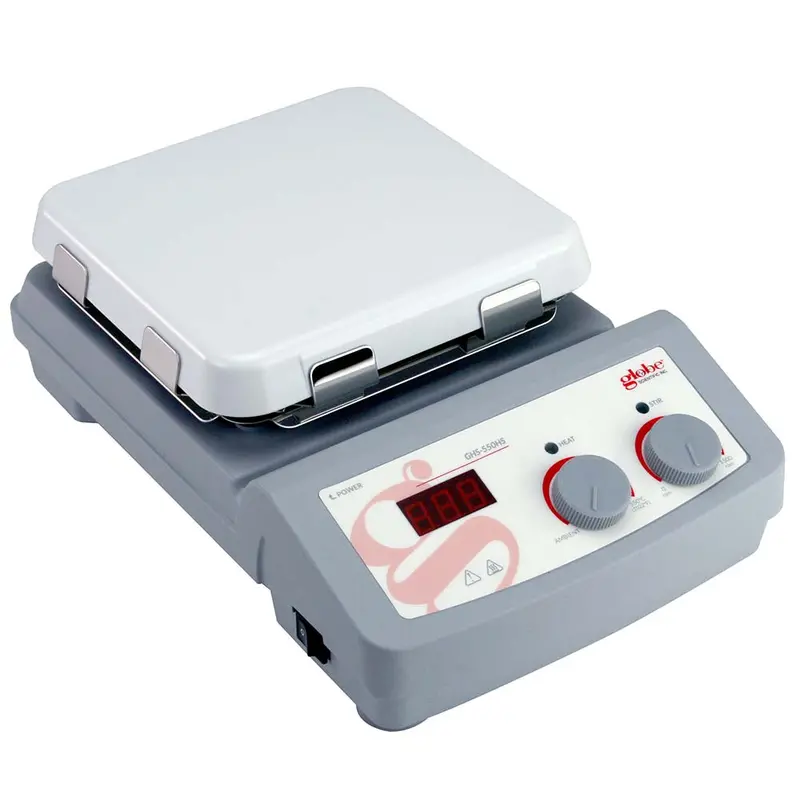 Globe Scientific Hotplate Stirrer, Digital, 550C Maximum Temperature, 7 X 7 Inch Glass Ceramictop Plate, 100-120V, 50-60Hz 1