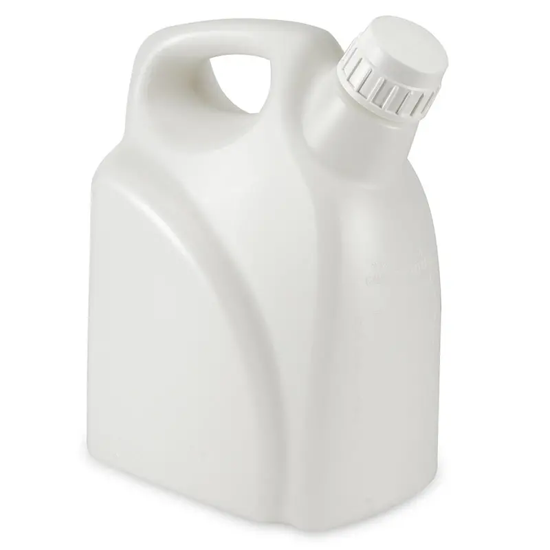 Jerrican, Rectangular With Handle, Hdpe, 5 Liter, White Pp Screwcap, Molded Graduations 1