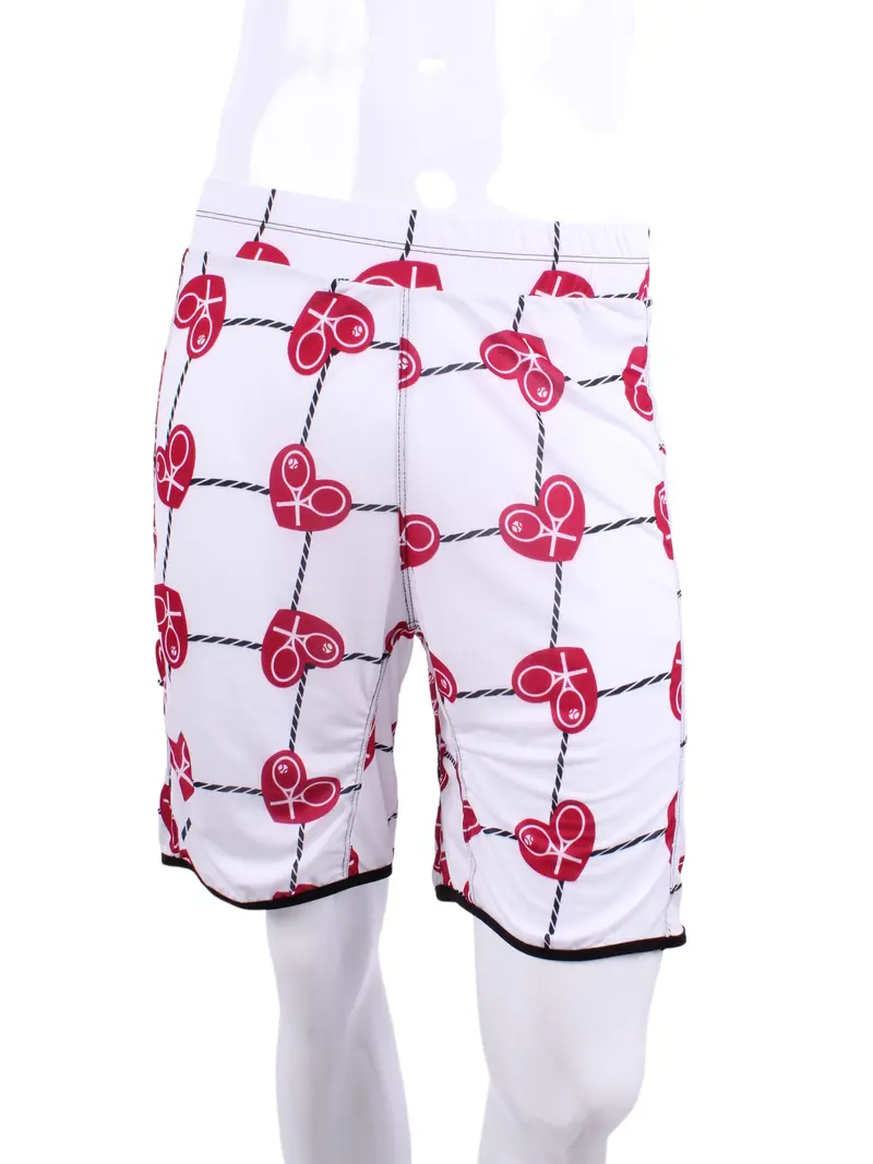 Limited Men’S Shorts Raspberry Red Hearts & Net 1
