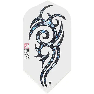 Poly Dart Flights - 100 Micron Slim White With Blue Bubble Dragon 1
