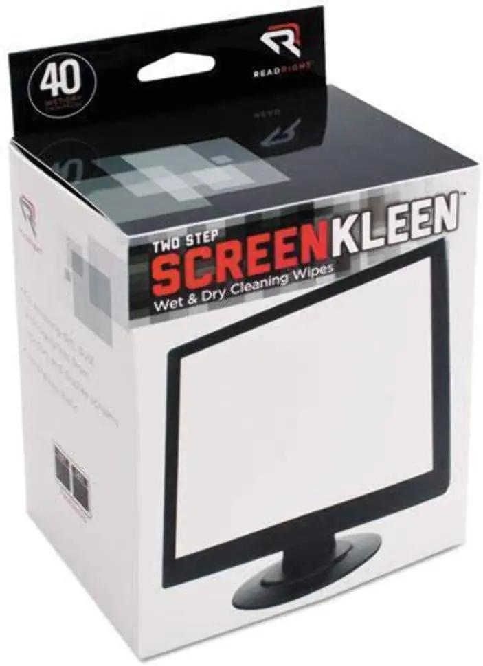 Read Right Two Step Screen Kleen Wet And Dry Cleaning Wipes 5 X 5 - Box Of 40 1