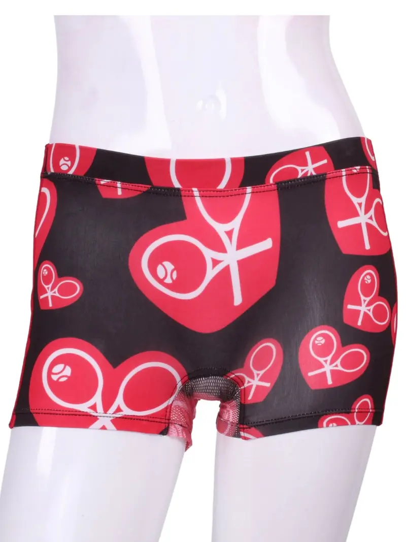 Red Heart-Embellished Tennis Shorties