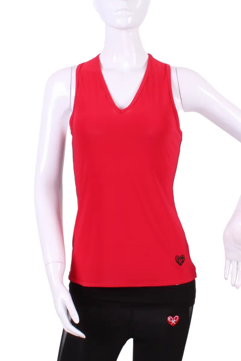 Red Vee Tank With Heart Mesh Back 1