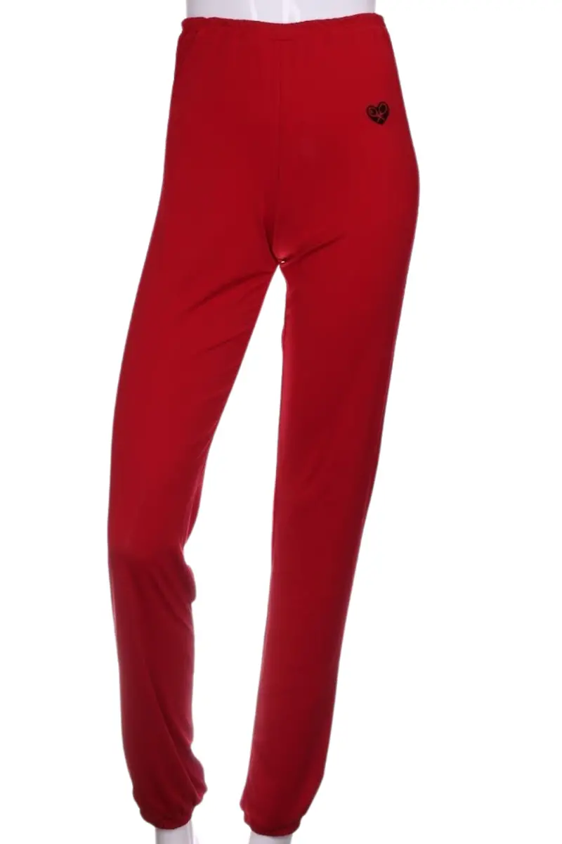 Solid Red Baggy Warm Up Pants 1