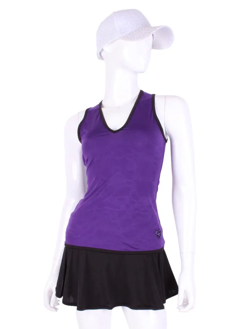 Straight Back Vee Tank Purple W/ Black Trim 1