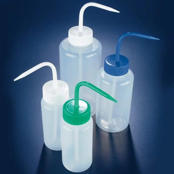 Wash Bottle, Wide Mouth,1000Ml, Ldpe, Round, Red Screwcap 1