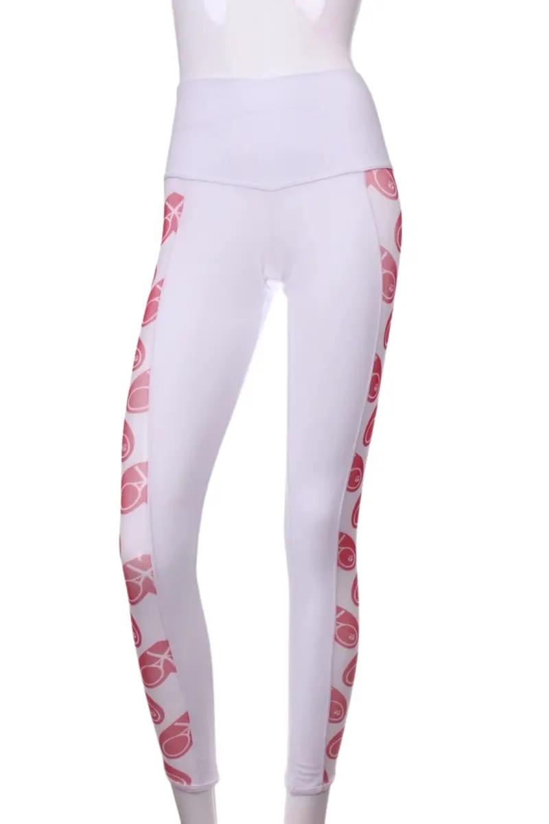 White Leg Lengthening Leggings With Mesh Heart Sides 1