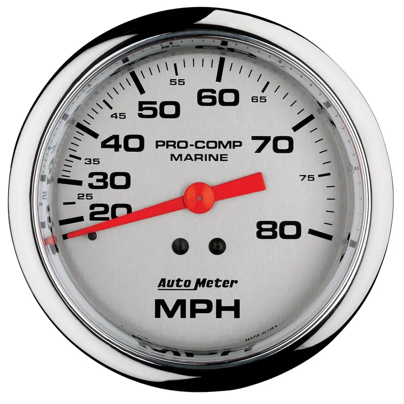 Autometer 200753-35 Marine Chrome Mechanical Speedometer – 3-3/8" Dial, 0–80 Mph 1